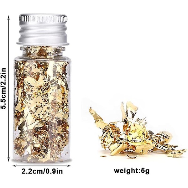 10g Guld Schabin Flakes, 2 Flaskor Imitation Guld Folie Flakes Multifunktion Metallisk Folie Flakes För Mat Dekoration Nagelkonst Målning Hantverk Och Resi