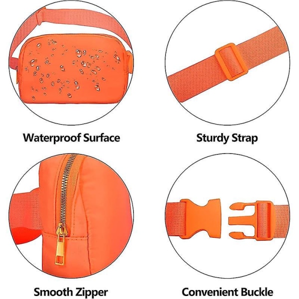 Snygg midjeväska i nylon för män och kvinnor, vattentät, sportig, casual, crossbody-väska Orange