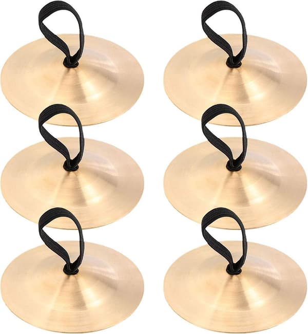 6 st Finger Cymbaler för Magdans (guld)