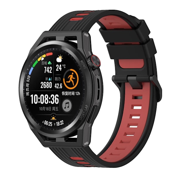 Silikonarmband för Huawei Watch GT/GT 3 46mm /Watch 4/ Galaxy Watch 46mm/Garmin Forerunner 265 Black Red