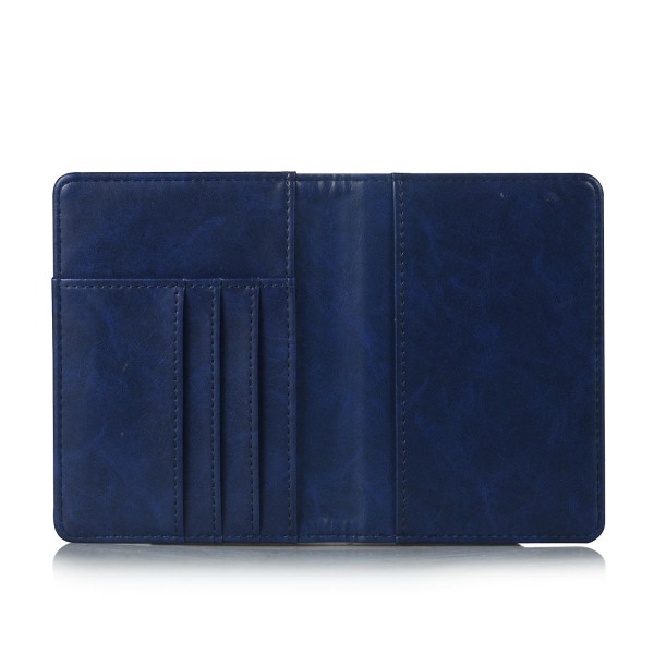 Multifunktionell PU-läder Bi-fold plånboksfodral Passfodral Blue