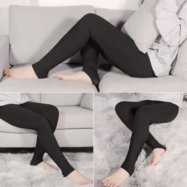 2-pack damleggings vinter tjocka varma fleecefodrade termiska stretchleggings