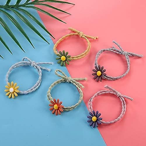 Hårstrikker Sett 5 stk søte Elegante Elastiske Hårbånd For Jenter Kvinner, hårstrikker Floret