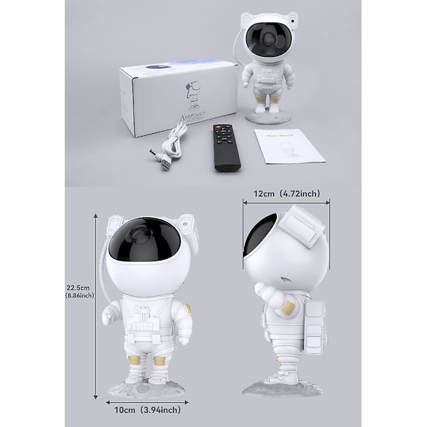 Astronaut Stjerneprojektor Galaxy Natlys Rumprojektor Stjerneklart Nebel Loft LED Lampe Med Timer Og Fjernbetjening
