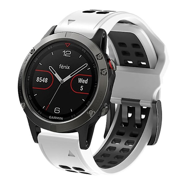 Dubbelfärgat klockarmband för Garmin Fenix 7X/6X/5X, mjukt silikonklockarmband, spänne i rostfritt stål
