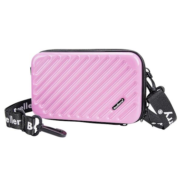 BAELLERY N1203 Mini Resväska Hård Skal Makeup Väska ABS+PC Bärbar Kosmetika Telefon Crossbody Väska Pink