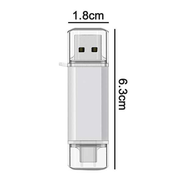 Höghastighets 64gb roterande USB enhet - Otg-funktion för smartphones, surfplattor, pc - vit White 64GB