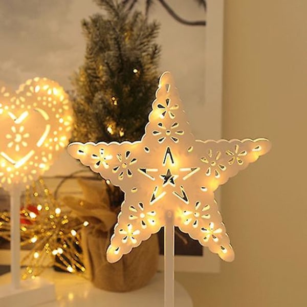 LED Stjerne Rattan Hul Form Bordlampe Juledekoration size1