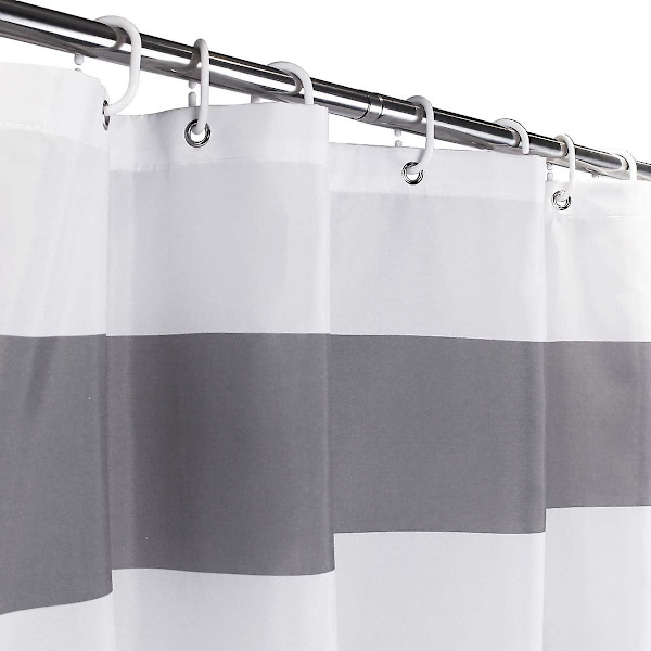 Bruseforhæng, Badeværelsesforhæng med 12 Kroge, Vandtæt Polyester Grey Stripe