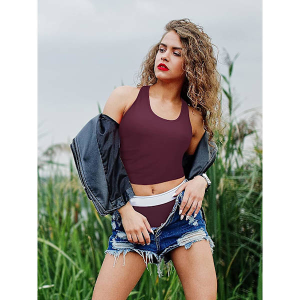 4 Stykker Basic Trænings Crop Tanktoppe Ærmeløse Racerback Sport Tanktop Style 2 M