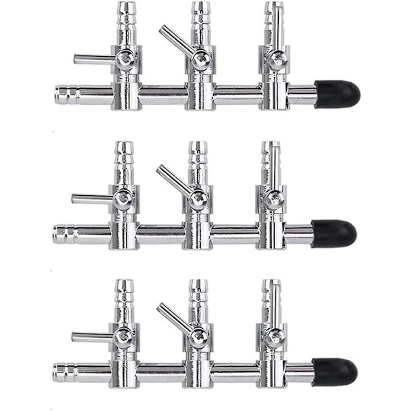 Akvarie Luftventil 3 Vägs Inline Grenrör Luftflödespump Slang Splitter Spak Kontrollventil 3-pack