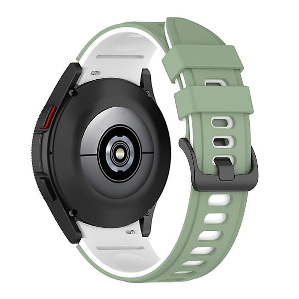 Silikone Urrem Til Samsung Galaxy Watch6 40/44mm/ Watch6 Classic 43/47mm/Watch 4/5 40/44mm Light Green  White
