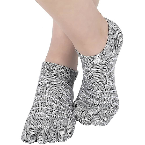 5 par randiga tåstrumpor femfingersockar lågt skurna färgglada strumpor för kvinnor flickor