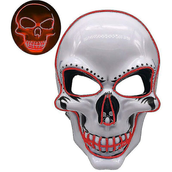 Halloween Hehkuva Pääkallonaamio Led Pelottava Salamanaamio El-linjan Valonaamio Cosplay-naamio Juhla-asunaamio Tarvikkeet RED