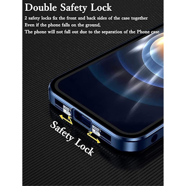 Privatliv Magnetisk Metal Bumper Anti-kig Gennemsigtigt Cover Kompatibelt med Samsung Galaxy S22 S22+ S22 Ultra Blue S22 Plus
