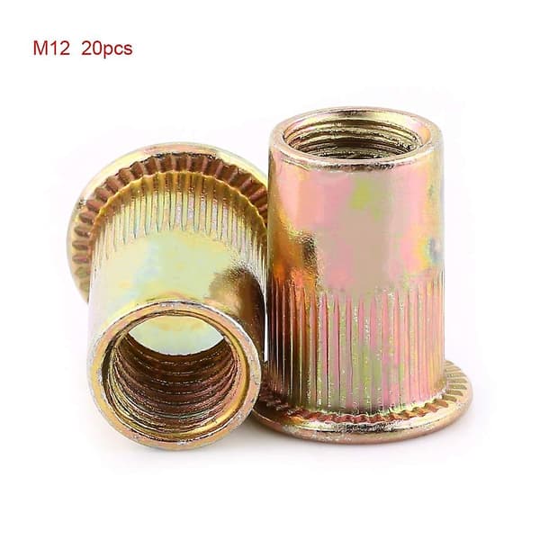 M3-m12 Skapinnsettingsmutter Kobling Sekskant Socket Hode Drive Hode Feste Karbonstål Flat Gjenget Rivmutter (m12)