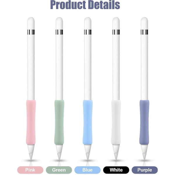5 st Ergonomiska Grepp för Apple Pencil 1:a 2:a Gen/Apple Pen USB C, 2.4x0.5 Tum