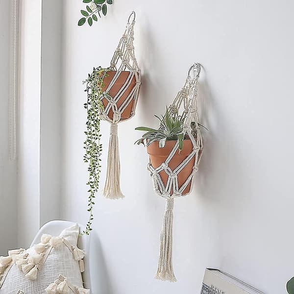 Boho Macrame Plant Hængere Med Loftkroge