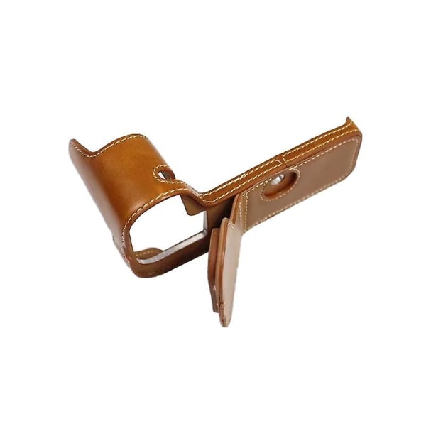 PU Læder Kamera Bund Etui Til Canon EOS R5/R6/R62 Batteriåbning Flannel Foring Halv Kropsdækning Brown