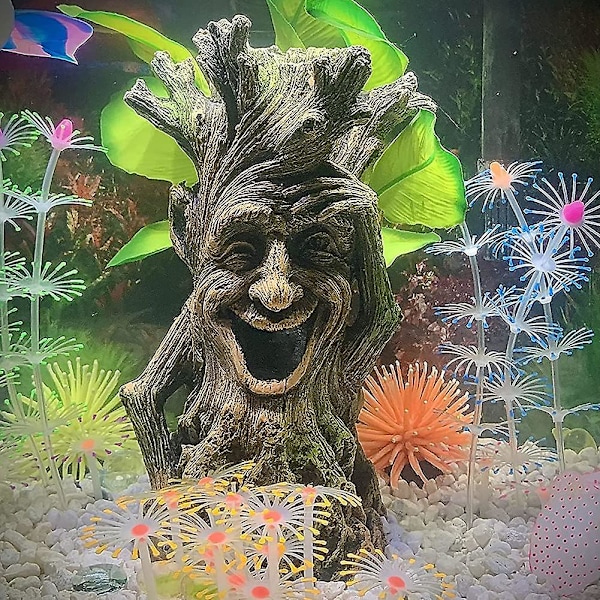 Realistisk Træ Akvarium Dekoration Statue Fisk Kan Svømme Gennem Hul i Træstammen