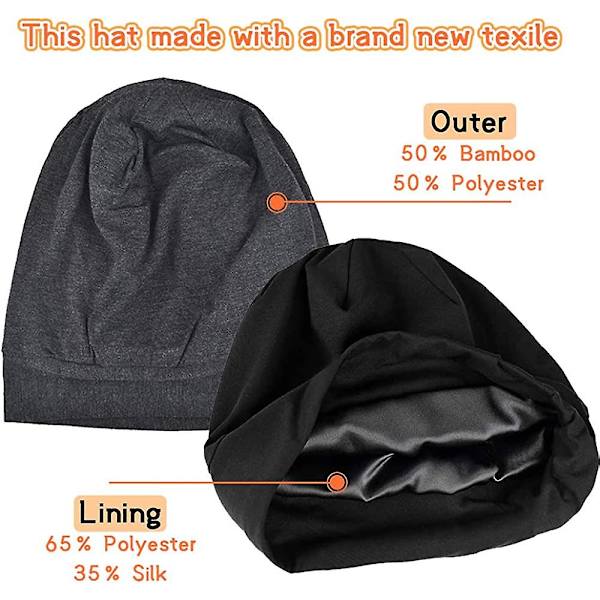 2-pack Acsergery sovhatt, satinhuva silkeshuva, nattmössa slouchy andningsbar present
