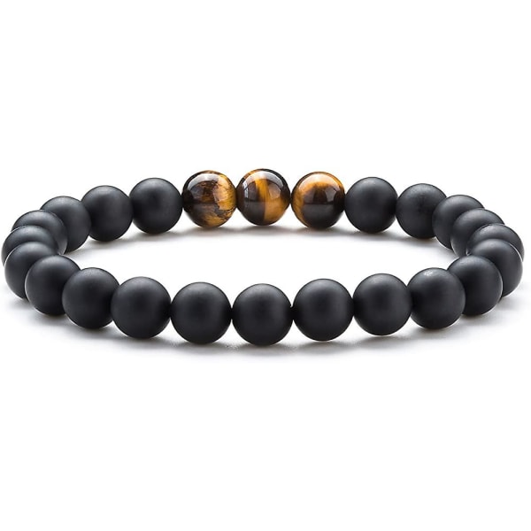 Män Kvinnor 8mm Tiger Eye Stone Beads Armband Elastisk Natursten Yoga Armband