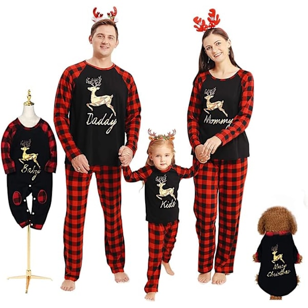 Familjepjässet med matchande julrutor - Pyjamas för husdjur, bebis, barn, pappa och mamma baby 6 9M