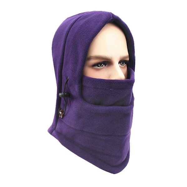 Talven lämmin kasvohattu Balaclava Unisex-hattu Ulkoiluun Pyöräilyyn Moottoripyörähattu Tuulenpitävä hattu purple