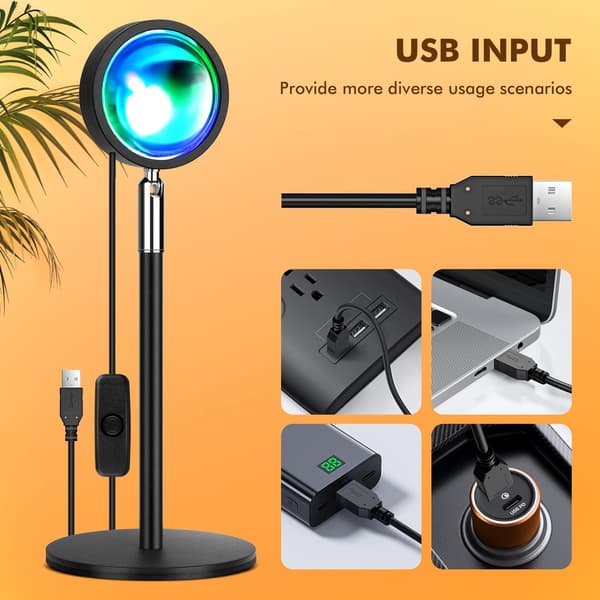 Sunset Lamp, RGB Sunset Light med Bluetooth App Smart Control, Lydgjenkjenningsfunksjon Projeksjon med Solid Metallbase for Hjemmeinnredning