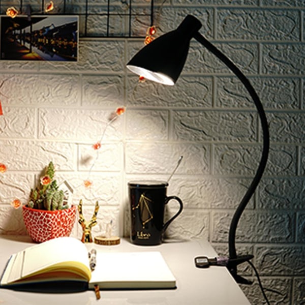 Skrivbordslampa 3 färglägen dimmer Läslampa Klämlampa med automatisk avstängningstimer 360 Flexibel svanhalsklämma på ljus för sängen