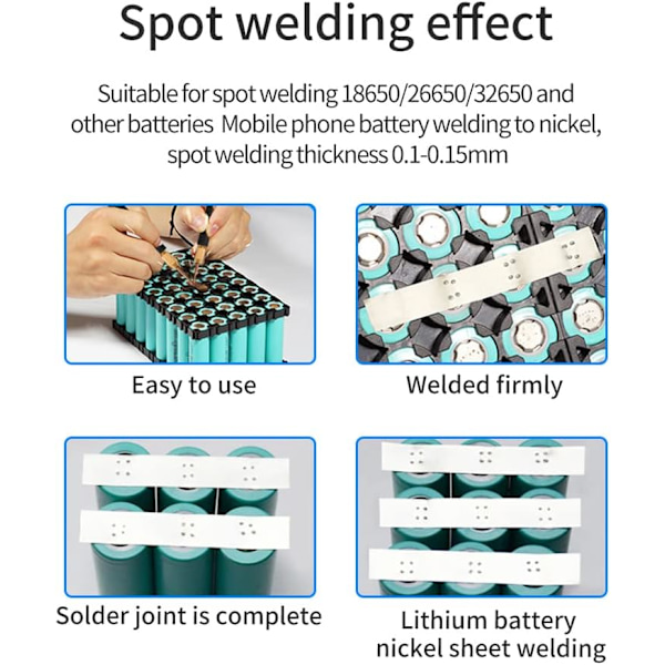 Punktsvets, 5000W Batteridriven Punktsvets, 10 Växlar Utgångseffektjustering, Punktsvetsutrustning för 0,1~0,15mm Nickelplåt, Handhållen Hemsvets