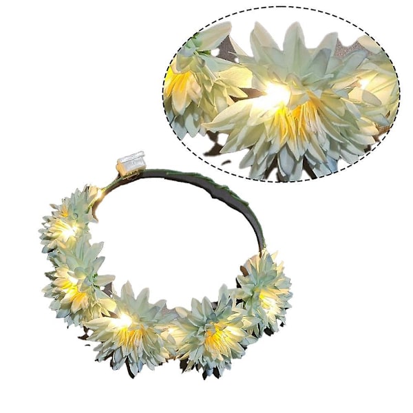 LED Blomsterkrone, Blomsterkrans Hodebånd Lysende LED Blomsterhodeplagg Blomsterhodebekledning shape4