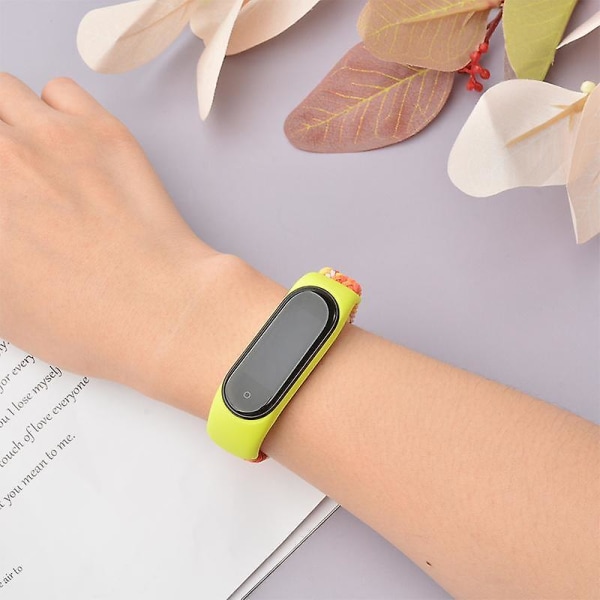 Stretchig nylon solo loop för Xiaomi Mi Band 5/Band 6/Band 7, justerbar flätad sport elastisk rem