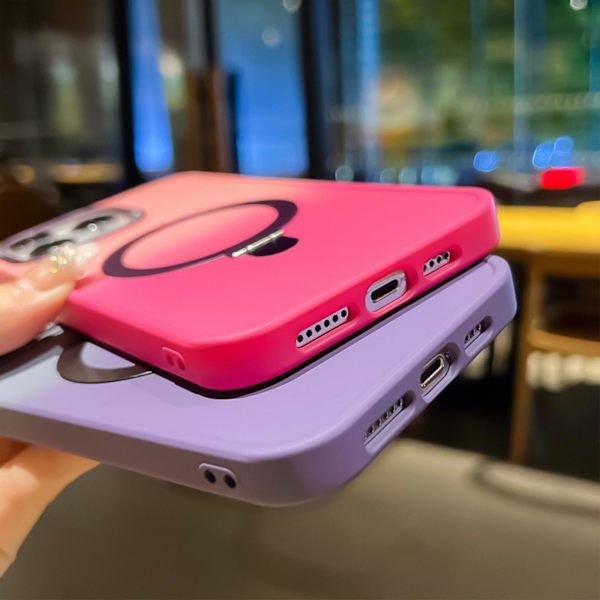 Gradientfärgad Magsafe-kompatibel skal kompatibel med iPhone 15 Pro Max, mjukt TPU-fodral med fallskydd och stötdämpning med magnetiskt osynligt stativ Blue-Red For iPhone 15 Pro Max