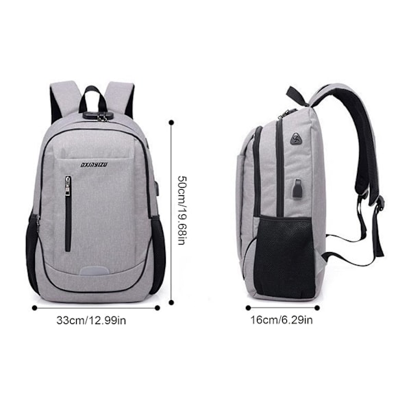 Ny ankomst Laptop Ryggsäck för resor Slim Dator Ryggsäckar Med Usb Laddningsport, Vattenavvisande College Skolväska grey