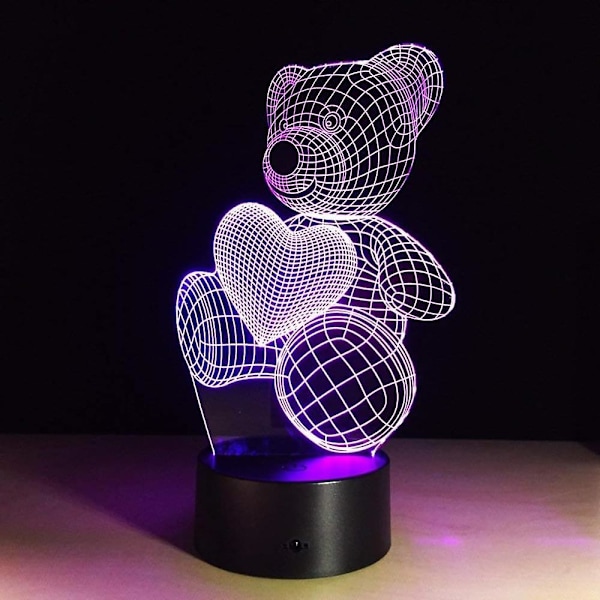 3D Optisk Illusjonslampe LED 7 Farger Berøringsbryter Skiftende Nattlys For Soverom Hjem Dekor Bryllup Bursdag Jul
