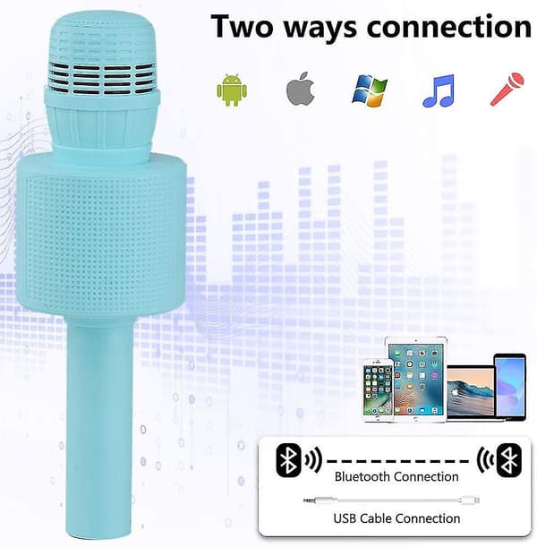 Trådløs Bluetooth Karaoke Mikrofon, Bærbar Karaoke Spiller for Barn Blue