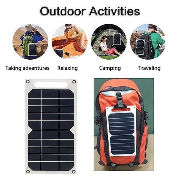 Bærbart 5V solpanel til nødsituationer, solopladning til telefon, udendørs camping
