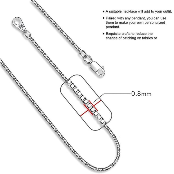 Jewlpire Diamantslipad 925 Sterling Silver Kedjekedja Italiensk Silver Halsbandskedja 18inch