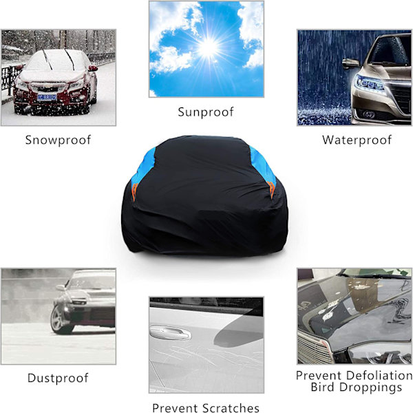 Bilöverdrag för bilar Alla väder Vattentät, Universal Passform Sedan Ford Mustang, Chevy Camaro/Malibu, Kia Optima, Hyundai Sonata, Nissan Altima 3S
