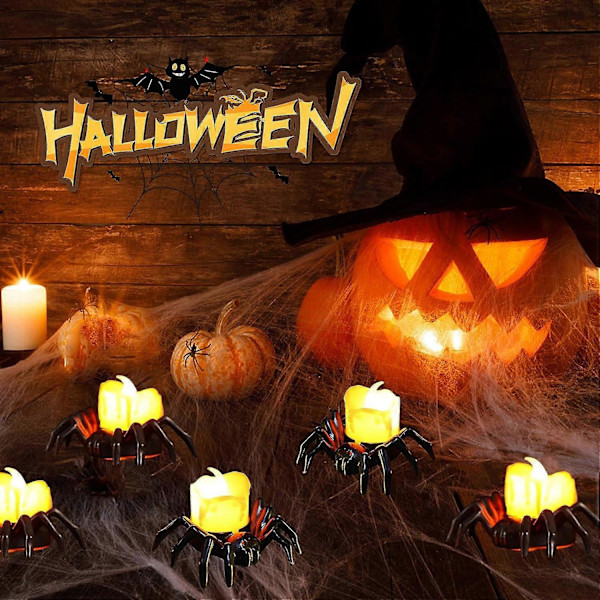 Halloween Hämähäkki Kynttilänjalat 6/12kpl Hämähäkki Tuikkukynttilänjalka Luova Halloween Tuikkukynttilänjalka Kynttilälampun Pidike Juhlakoristeluun ( 6pcs
