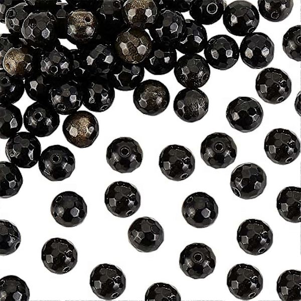 90~96 stk. 8 mm Naturlige Gyldne Obsidian Perler Facetterede Spacer Perler Guldglans Obsidian Perler Ædelsten