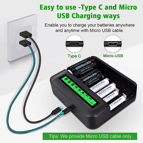 USB LCD Batterioplader til AA AAA CD Ni-MH Ni-CD Genopladeligt Batteri