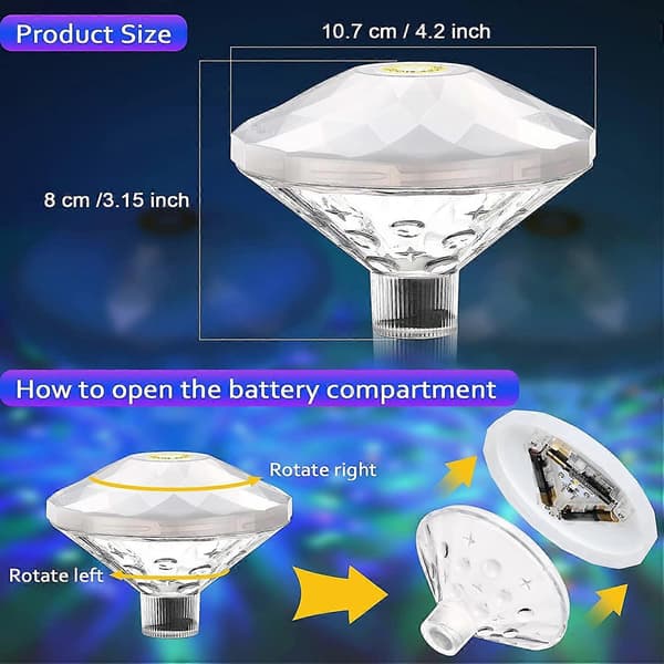 LED Flytende Bassenglys - 7 Moduser Discolys for Barn og Voksenfester