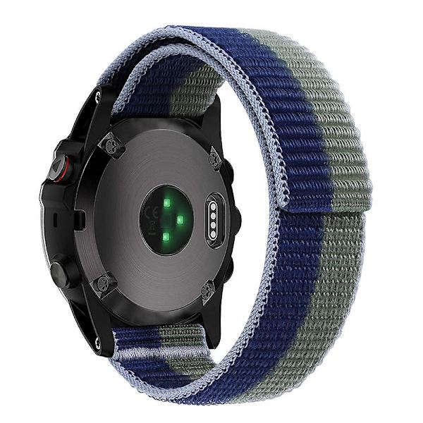 För Garmin Tactix 7 Pro/Fenix 7X/Fenix 6X Pro 26mm Sömnad Klockarmband Justerbar Nylon Loop Green Blue