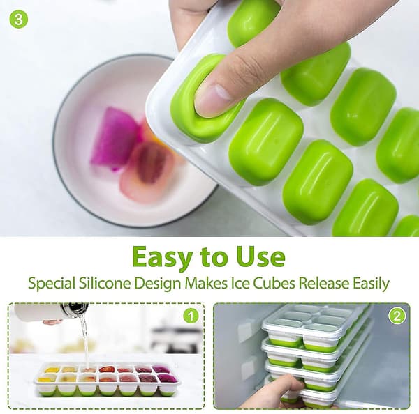 3-pack isbitsformar i silikon med lock, enkel islossning, BPA-fri Style3