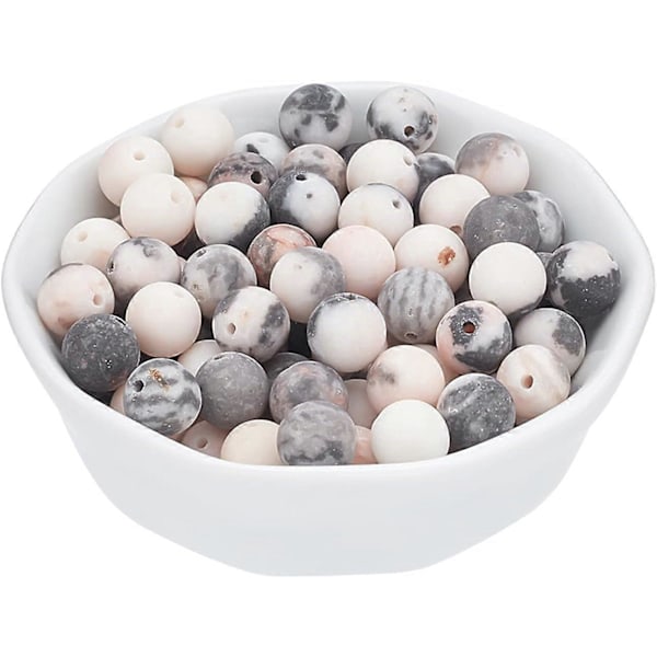Cirka 94 st 8mm Frostade Naturliga Stenpärlor Naturliga Rosa Zebrajaspis Runda Pärlor Ädelsten Lösa Pärlor för Armband Halsband Smyckestillverkning (Hål: 0,8mm)