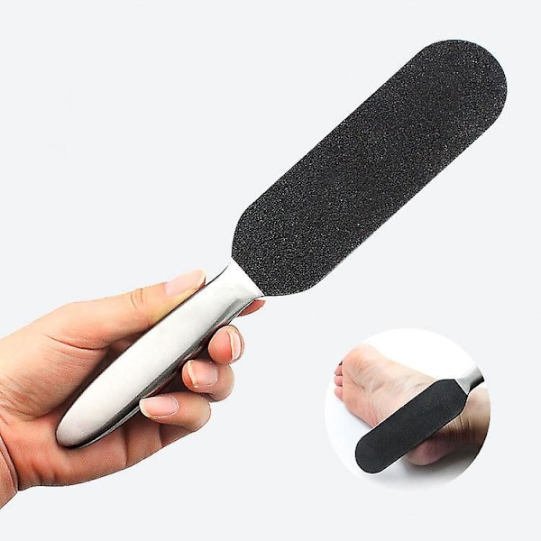 Professionel Pedicure Fodfil Callus Remover til Død Hud, Rustfrit Stål Fodskrubber med Ti Korn Gratis Refill Dobbeltsidede Udskiftningspuder