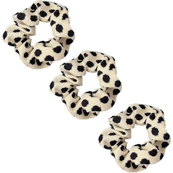 Leopardikuvioiset hiusdonitsit, eläinkuvioiset donitsit, 3 kpl poninhäntäpidikkeitä White  Black dot