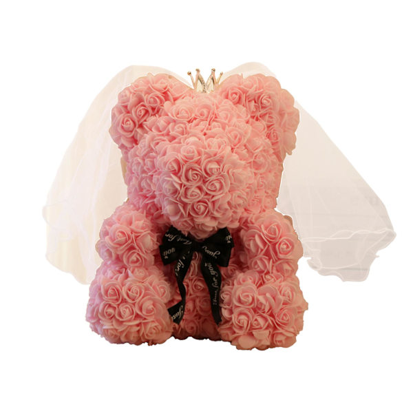 Ruusu Karhu Lahjat Naisille, Äitienpäivä Ruusu Nalle Karhu Lahjat Naisille Äidille, Romanttiset Keinotekoiset Kukat Nalle Karhu Ystävänpäivälahjat Light pink